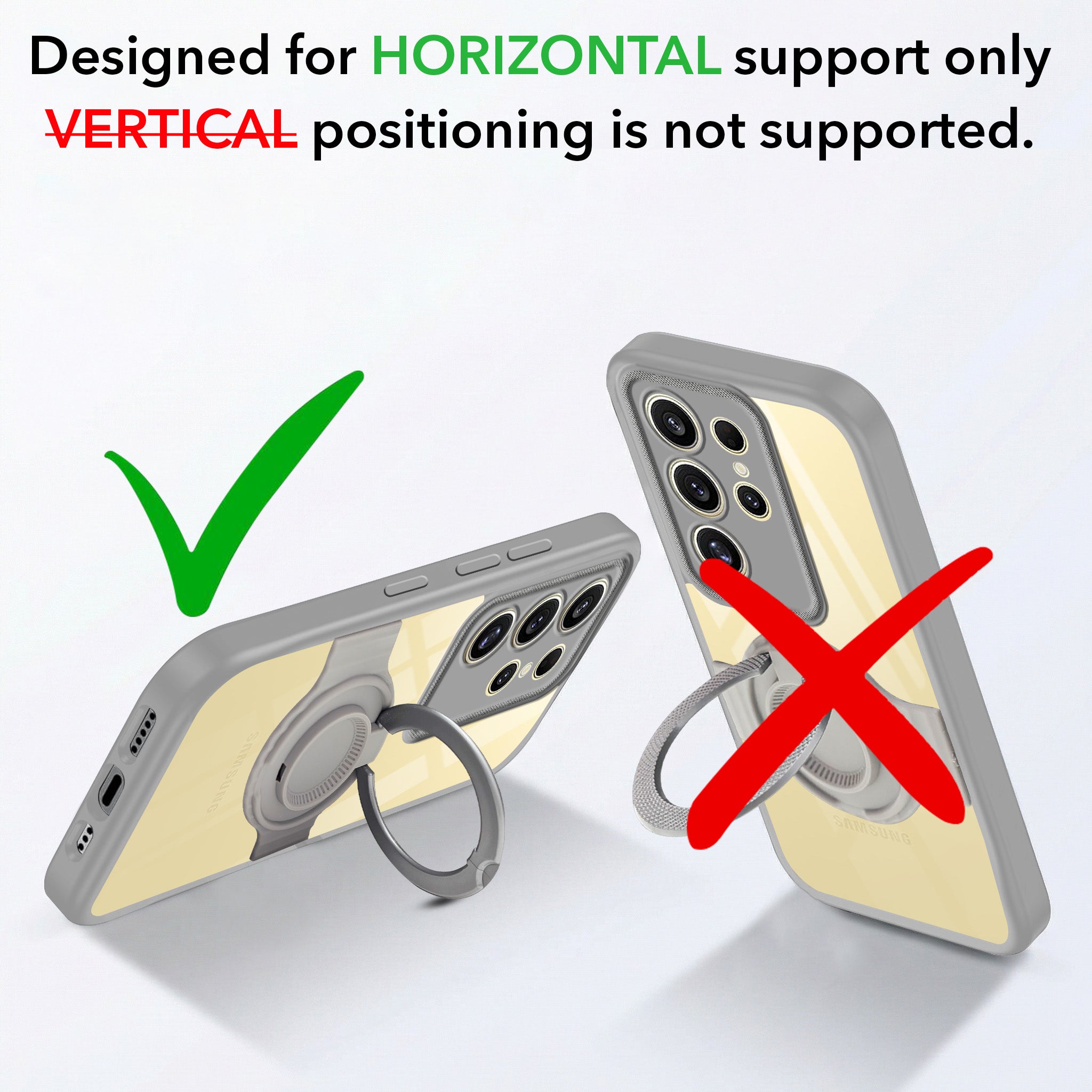 For Samsung Galaxy S24 Ultra Back Cover Case with stand (Built-in Ring Holder Kickstand | Lifetime Anti Yellow | Camera Protection)
