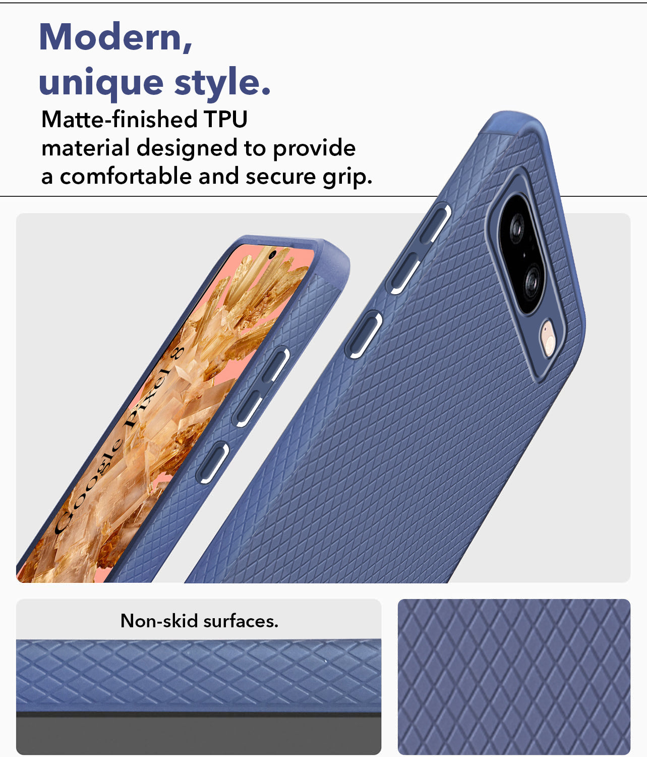 For Google Pixel 8 Back Cover Case (Liquid Silicone | Side Grip | Camera Protection)