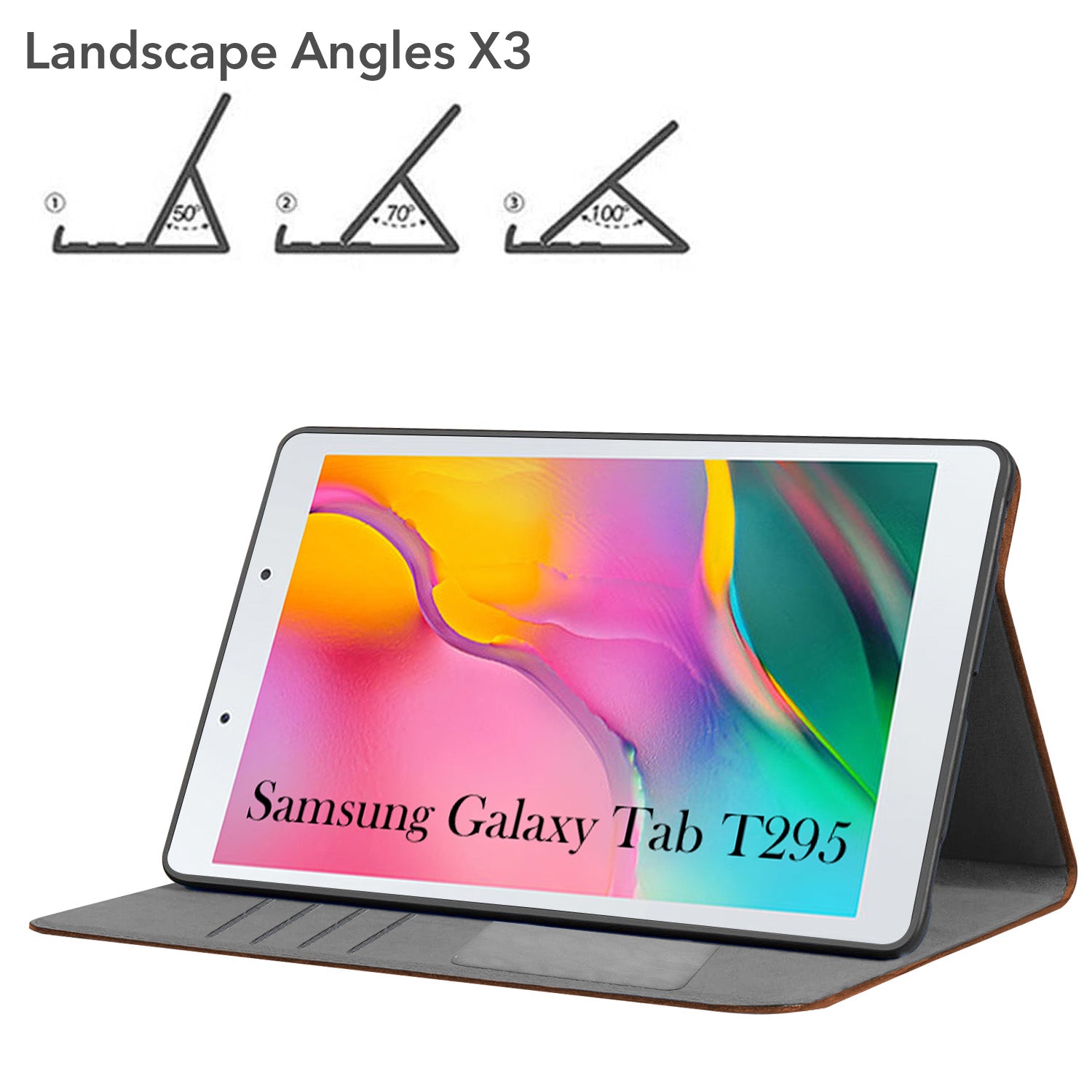 For Flip Cover Folio Case Samsung Galaxy Tab T295 (SM-T290, SM-T295) 8 Inch(PU Leather | Multi-Angle Smart Stand | Card Storage Slots | Silicone Back Pouch)