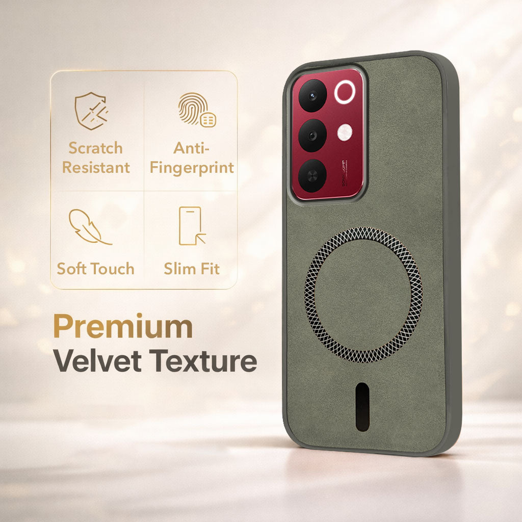 For Realme 15X Back Cover Case Leather Finish (MagSafe Compatible Wireless Charging | Soft Touch | Camera Bump Protection)