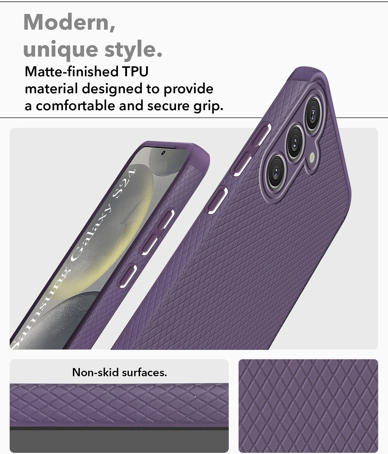 For Samsung Galaxy S24 Back Cover Case (Liquid Silicone | Side Grip | Camera Protection)