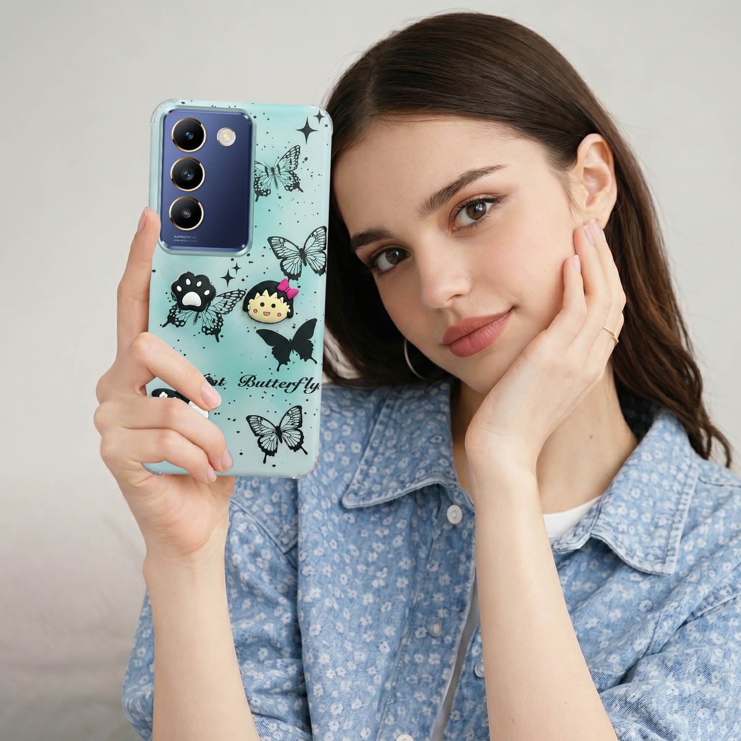 For Vivo T3 5G Back Cover Case (3D Cute Cartoons | Hard Back Side Soft | Matte Premium Finish | HD Printing)