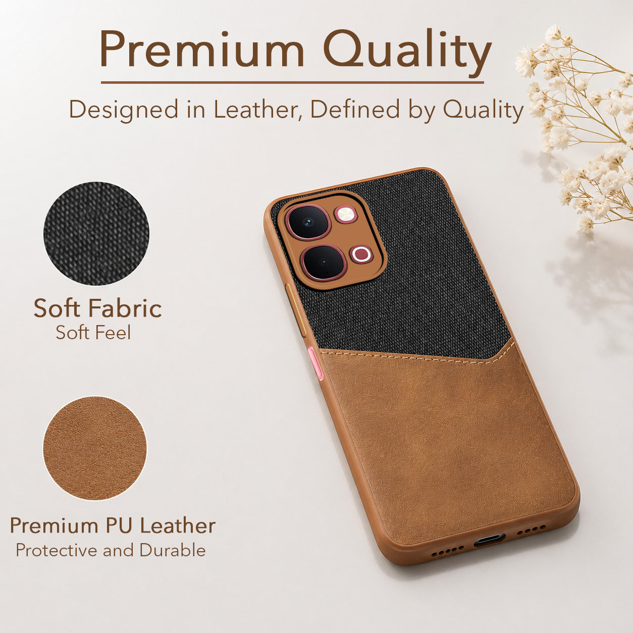 For Vivo Y31T 5G Back Cover Case (Dual PU Leather Stitch | Professional Minimalist | Soft and Flexible)