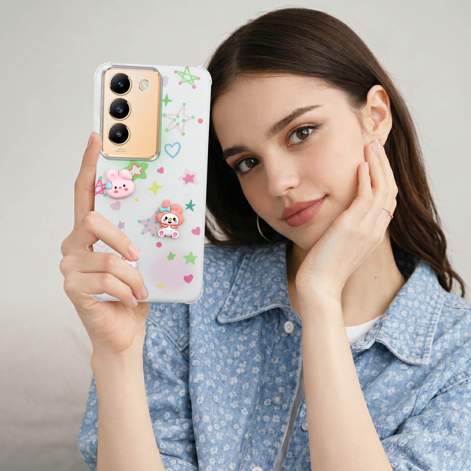 For Vivo Y200e Back Cover Case (3D Cute Cartoons | Hard Back Side Soft | Matte Premium Finish | HD Printing)