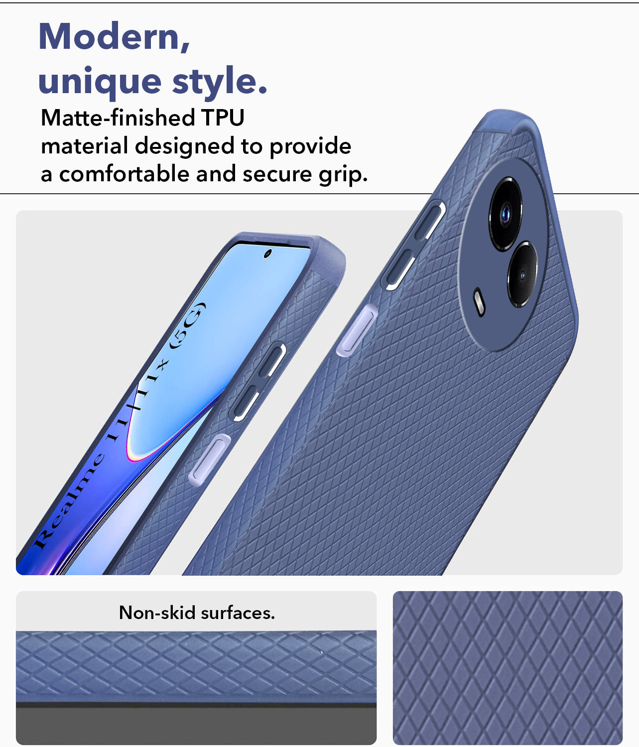 For Realme 11 5G | Realme 11x 5G  Back Cover Case (Liquid Silicone | Side Grip | Camera Protection)