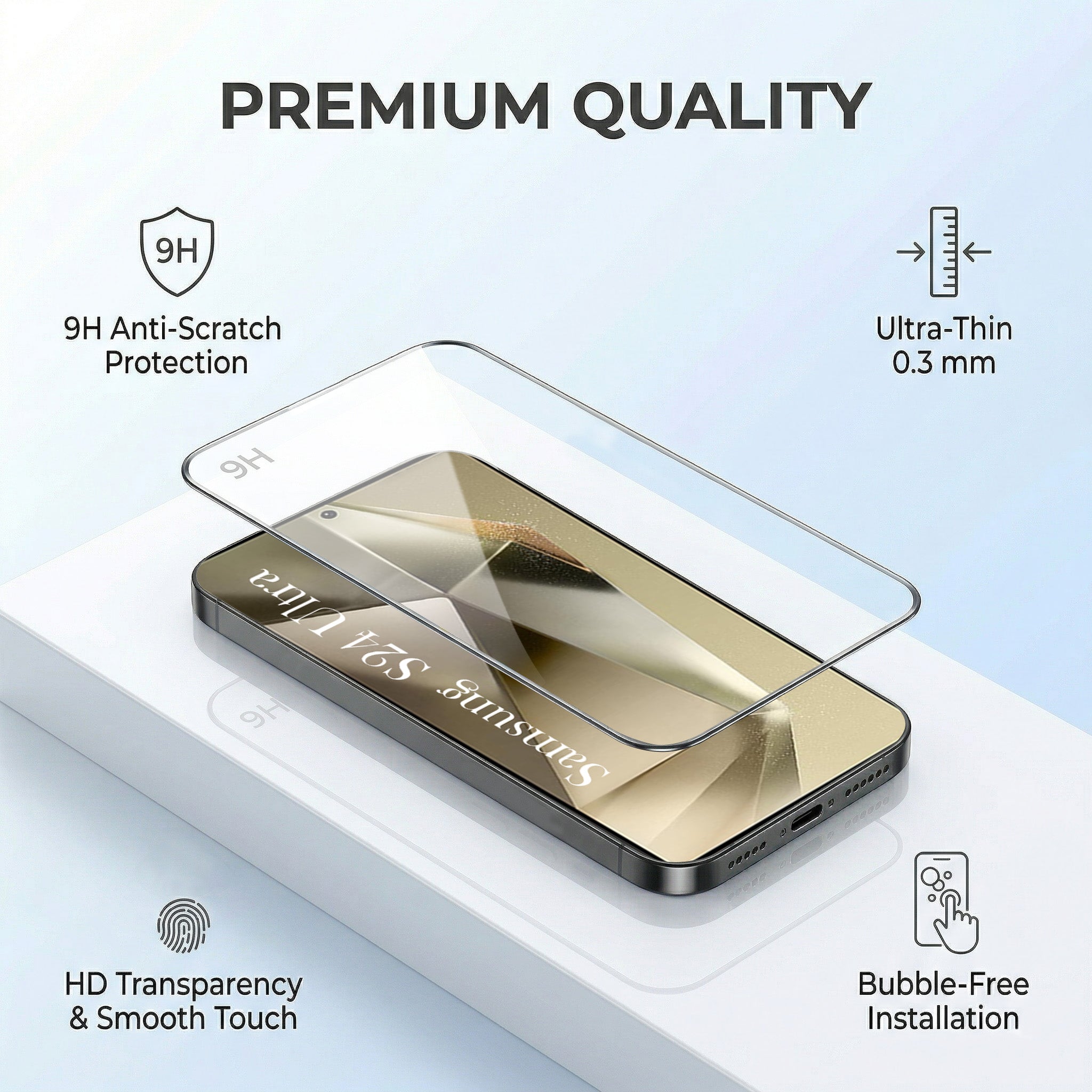 For Samsung Galaxy S24 Ultra Combo with Back Cover and 9H Tempered Glass (Liquid Silicone | Camera Protection | Oleophobic Coating Screen Glass)