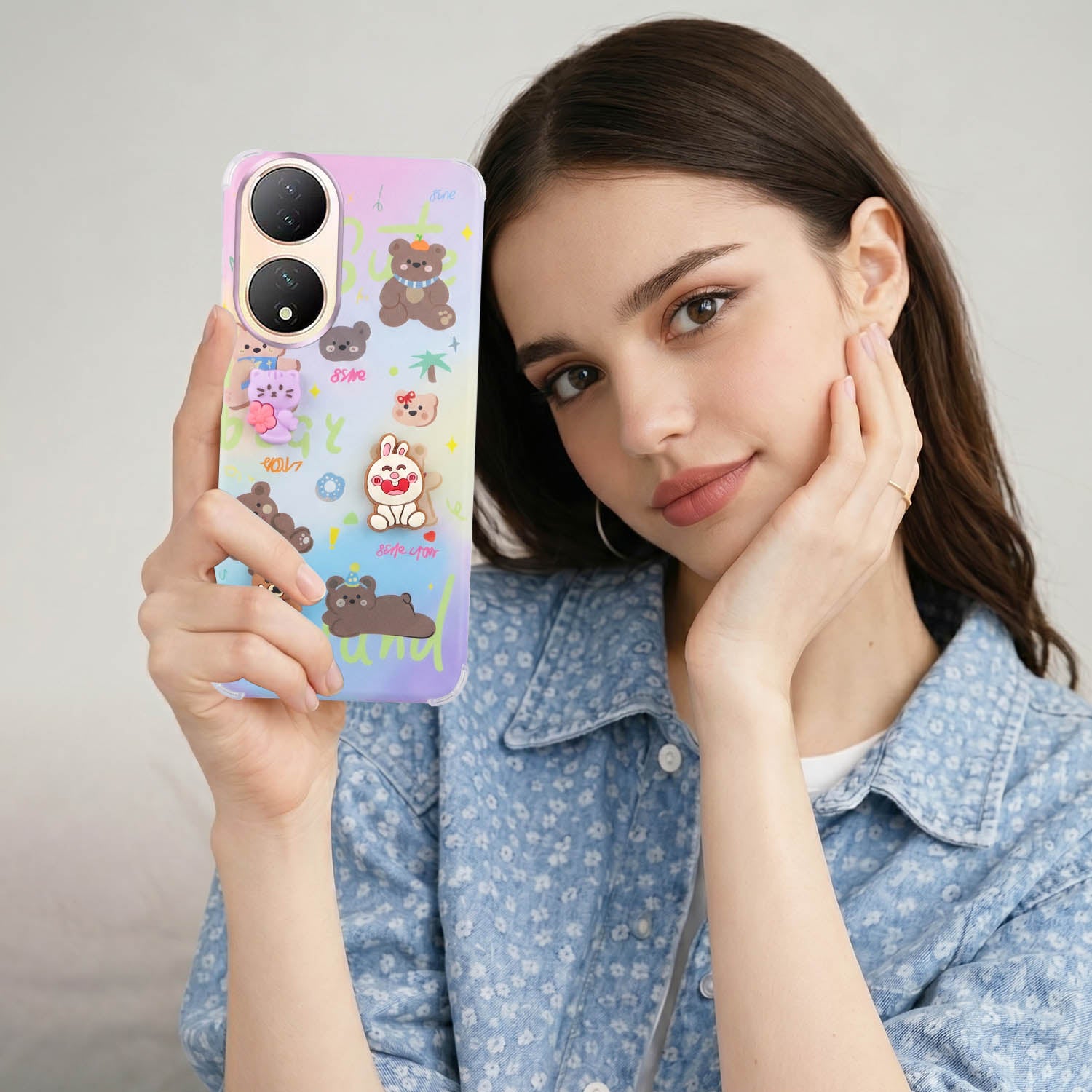 For Vivo Y100 Back Cover Case (3D Cute Cartoons | Hard Back Side Soft | Matte Premium Finish | HD Printing)