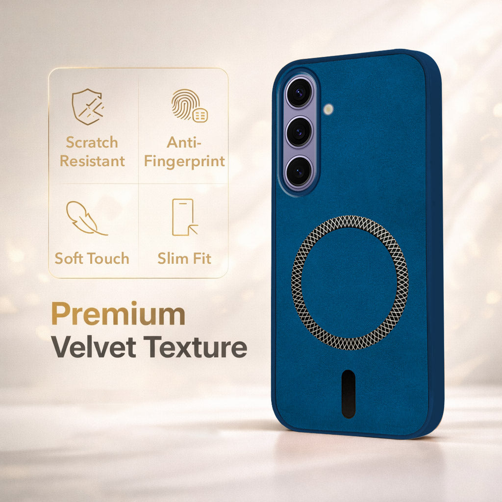 For Samsung Galaxy S24 Back Cover Case (Sleek Leather Finish | MagSafe Compatible Wireless Charging | Camera Bump Protection)