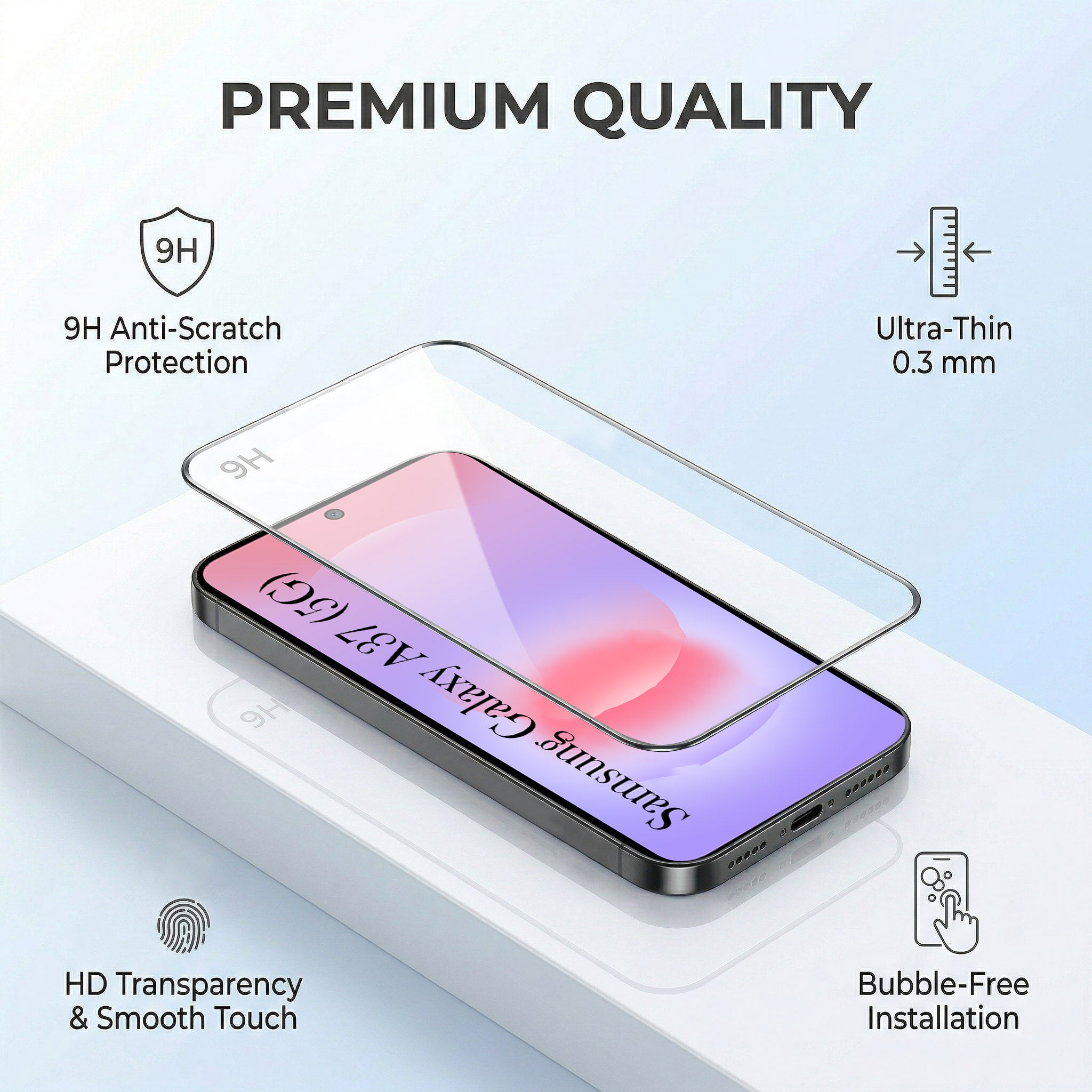 For Samsung Galaxy A37 5G Combo (Textured Grip Design | Micro-Fiber Cloth Inside | Oleophobic Coating Screen Glass)