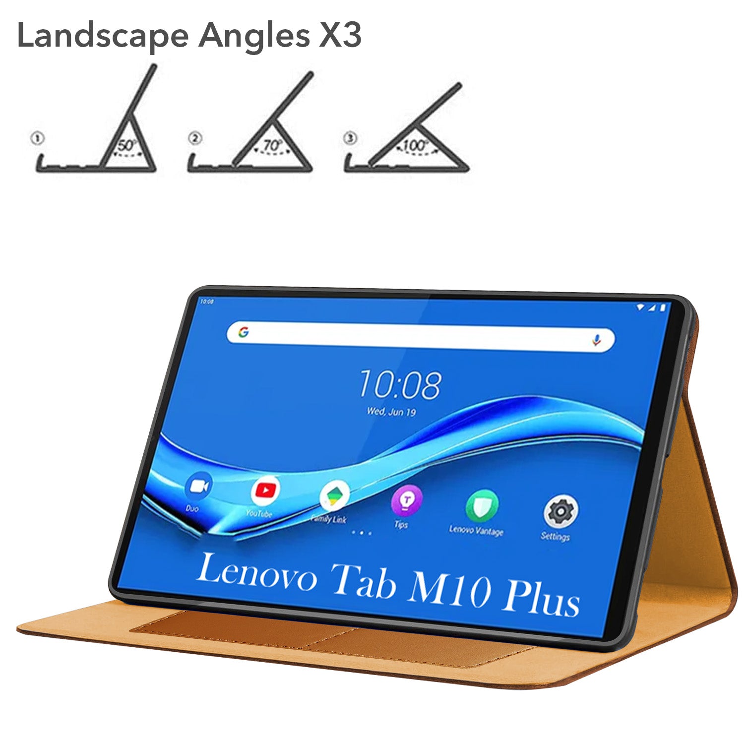 For Lenovo Tab M10 Plus 10.3 Inch TB-X606/X606F/X606X/X606V Flip Cover Folio Cover (PU Leather | Multi-Angle Smart Stand | Card Storage Slots | Silicone Back Pouch)