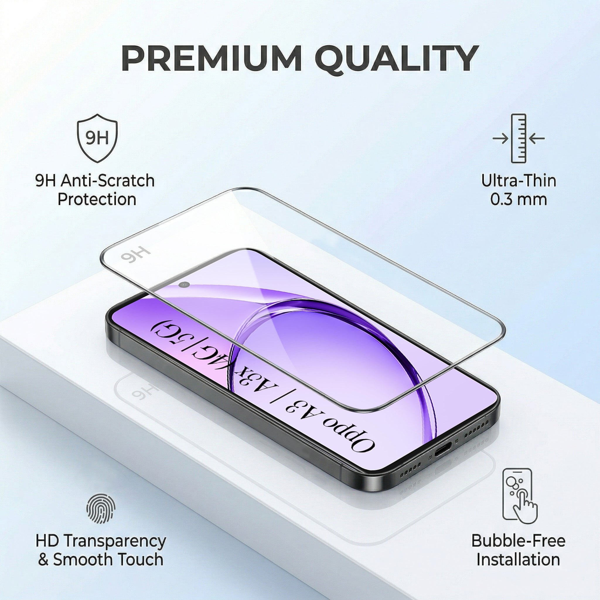 For Oppo A3X (4G/5G) | Oppo A3 5G Combo with Back Cover and 9H Tempered Glass (Liquid Silicone | Camera Protection | Oleophobic Coating Screen Glass)