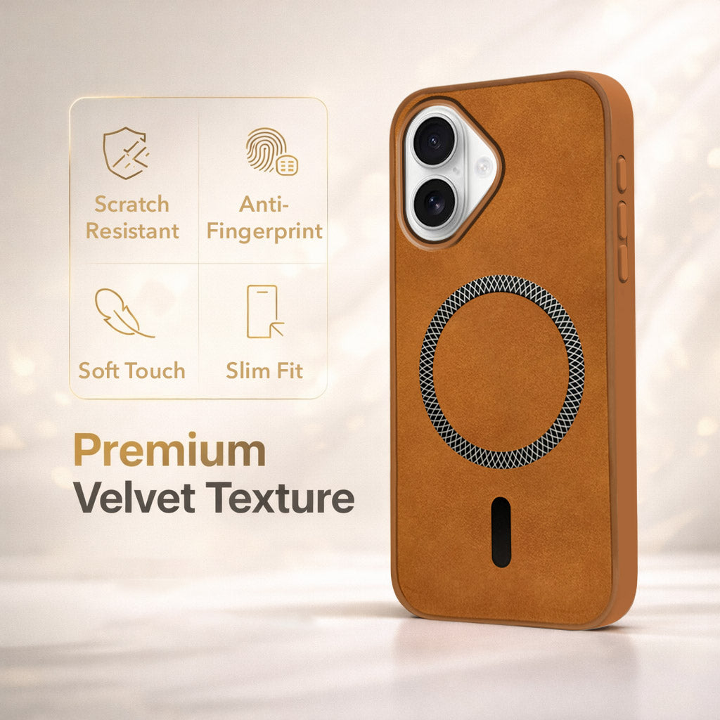 For Apple iPhone 16 Back Cover Case (Sleek Leather Finish | MagSafe Compatible Wireless Charging | Camera Bump Protection)