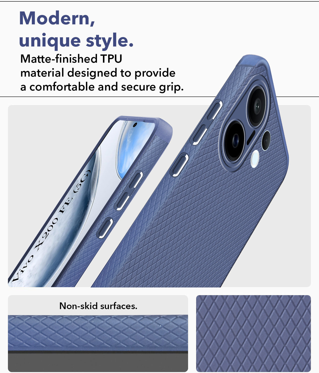 For Vivo X200 FE Back Cover Case (Liquid Silicone | Side Grip | Camera Protection)