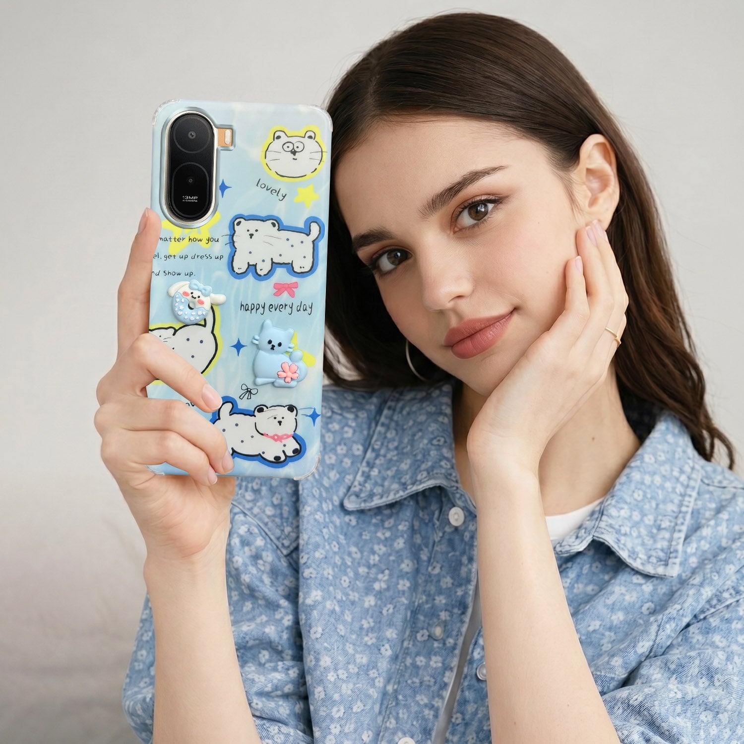 For Redmi A7 Pro 5G Back Cover Case (3D Cute Cartoons | Hard Back Side Soft | Matte Premium Finish | HD Printing)