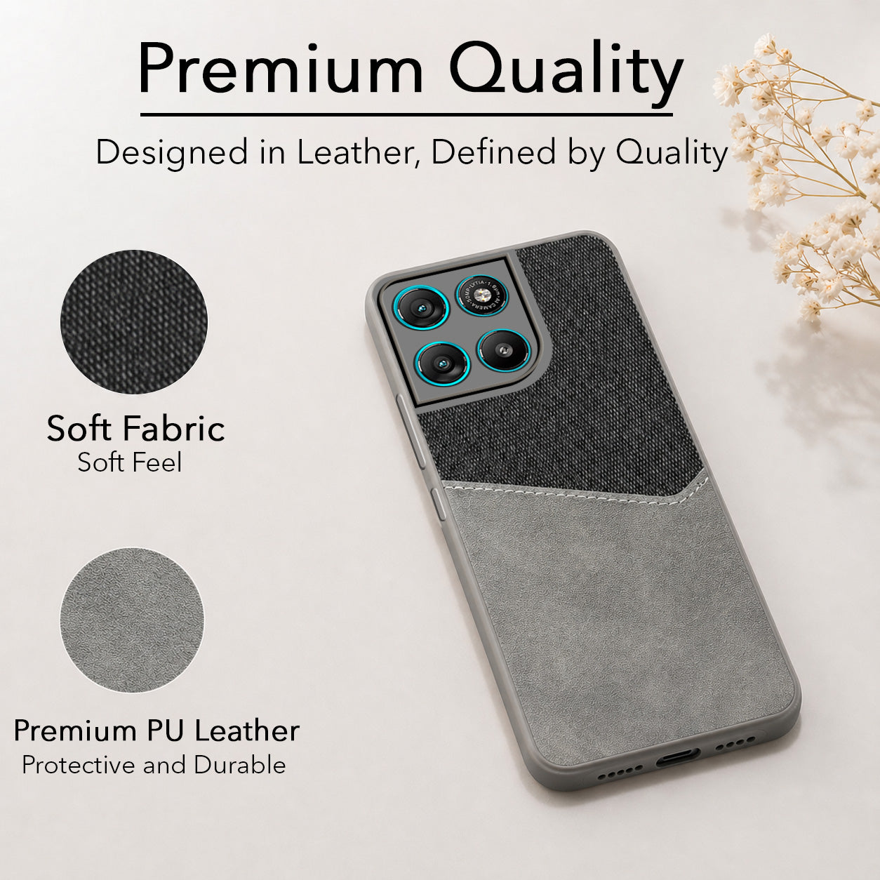 For Motorola Moto G67 Power | G57 Power Back Cover Case (Dual PU Leather Stitch | Professional Minimalist | Soft and Flexible)