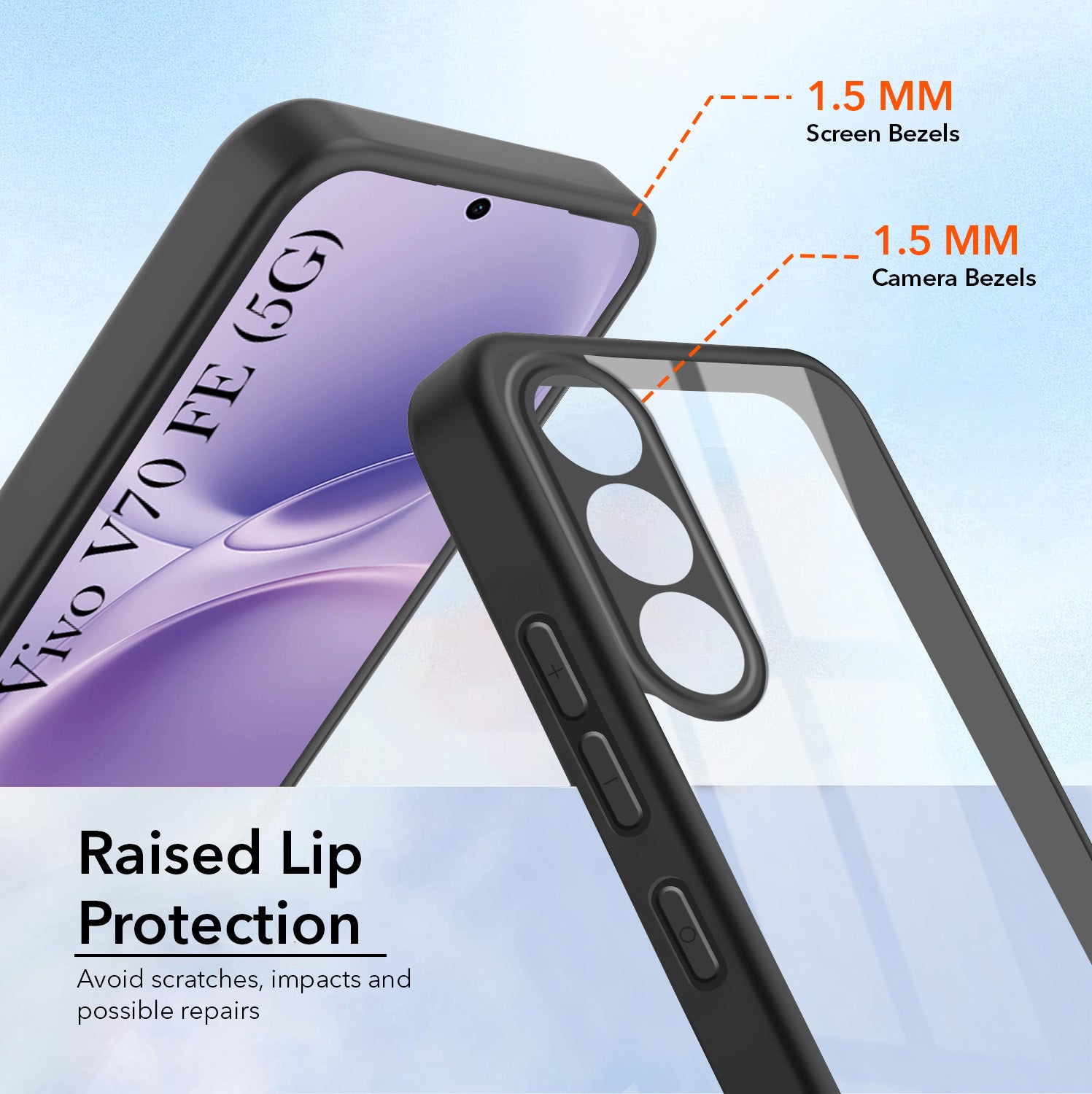 For Vivo V70 FE 5G Back Cover Case Ultra-Hybrid (Lifetime Anti Yellow | Anti Scratch | Crystal Clear Shockproof)