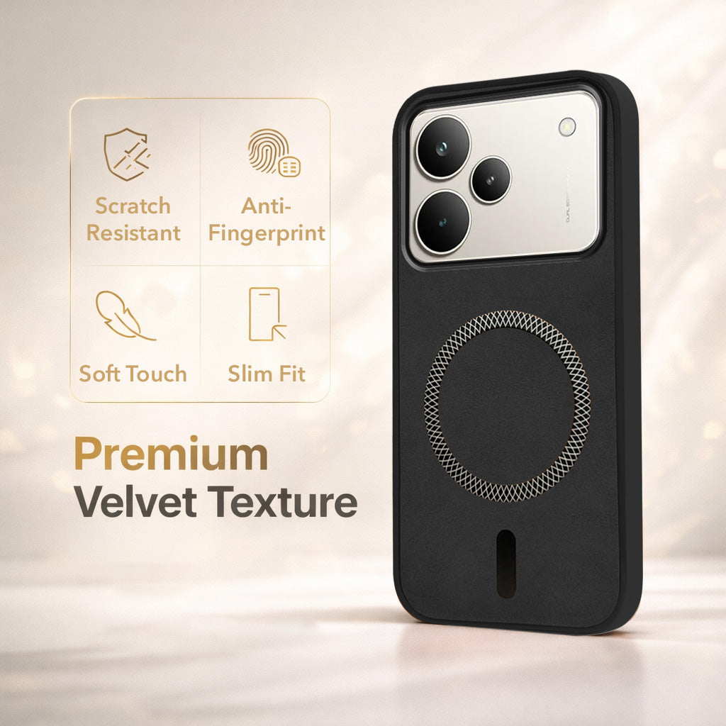 For Realme P4 Pro Back Cover Case Leather Finish (MagSafe Compatible Wireless Charging | Soft Touch | Camera Bump Protection)