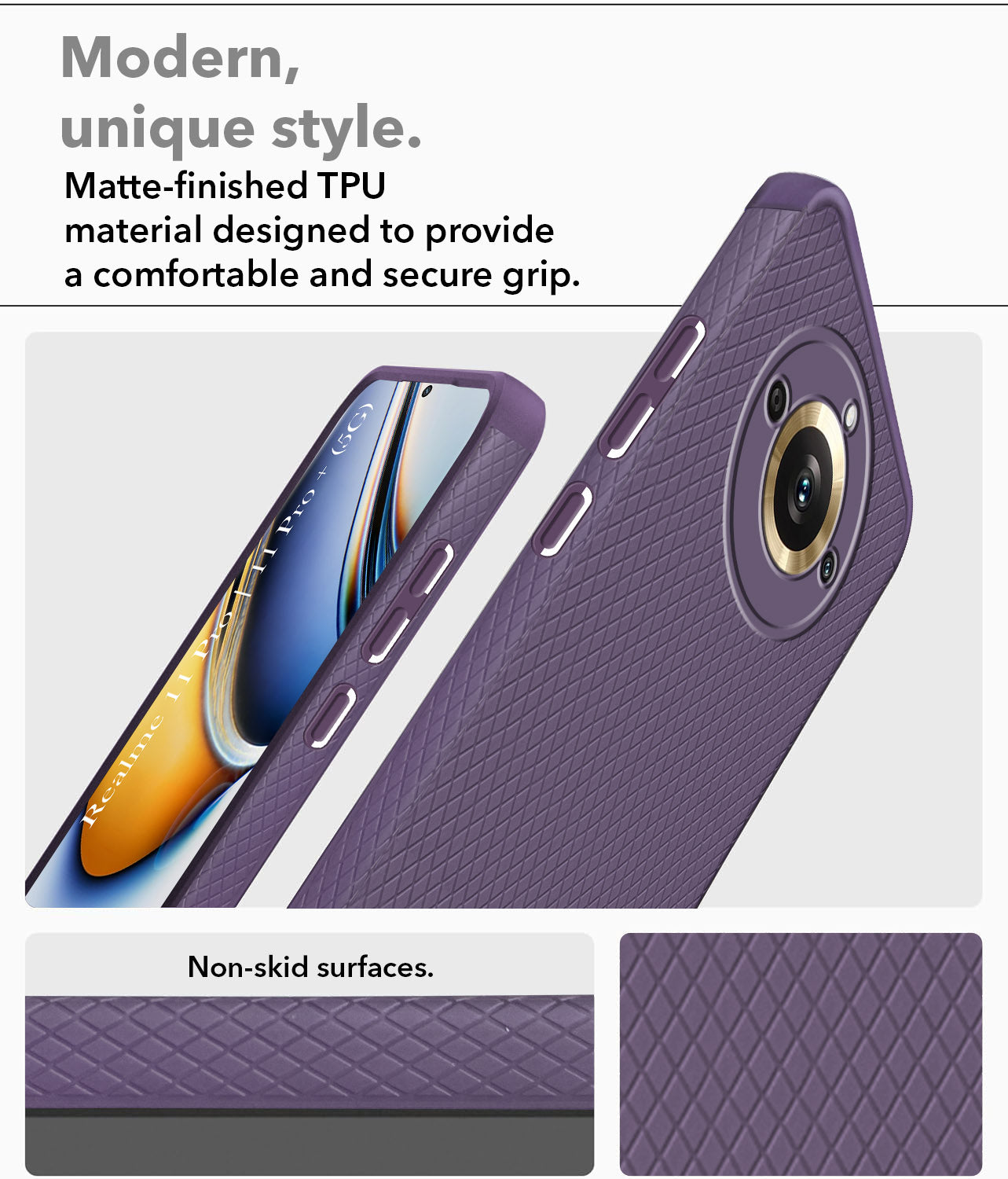 For Realme 11 Pro 5G | 11 Pro Plus Back Cover Case (Liquid Silicone | Side Grip | Camera Protection)