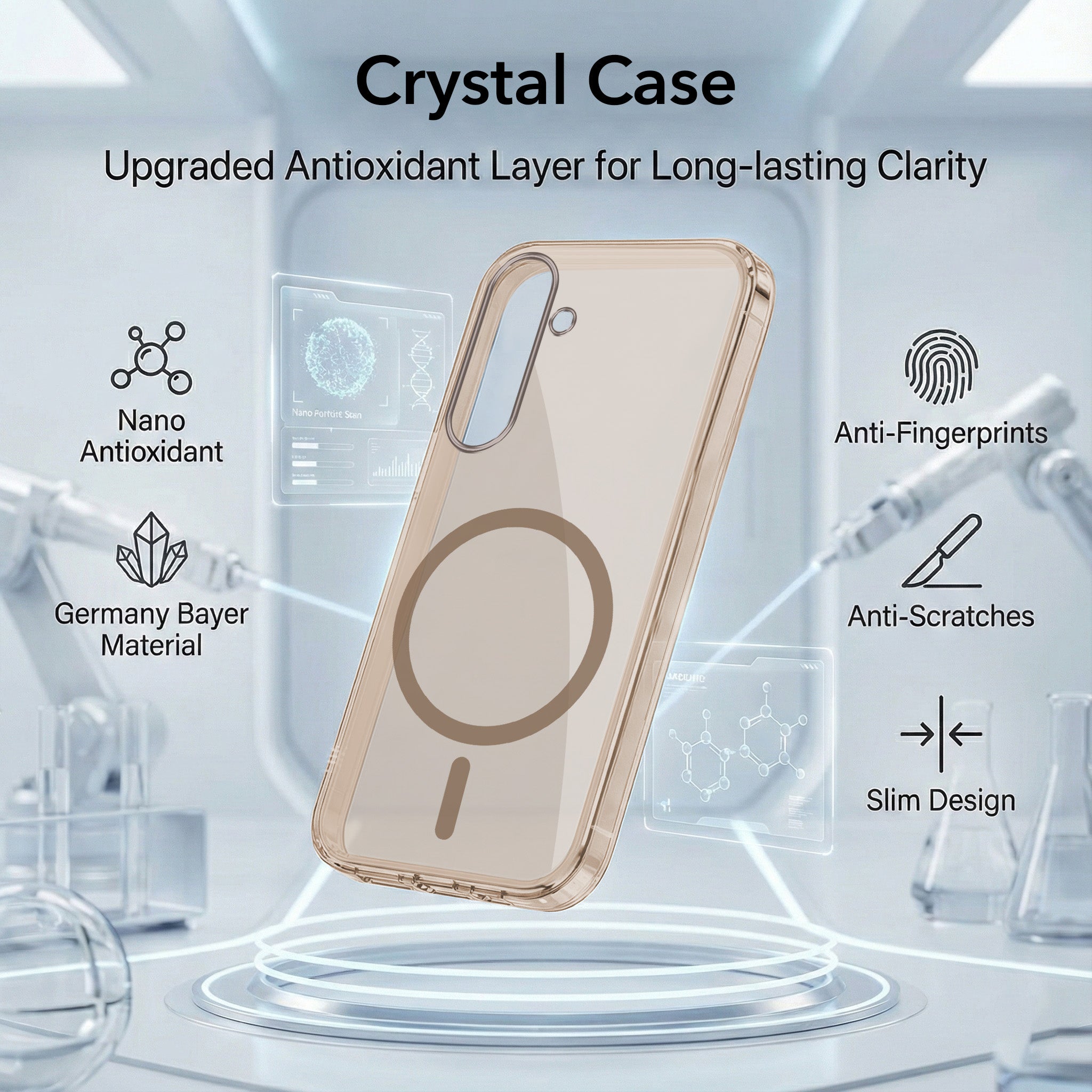 For Samsung Galaxy S24 Plus Back Cover Case Lifetime Anti-Yellow MagSafe Compatible Clear (Sleek Hard Crystal | Shockproof and Camera Protection)