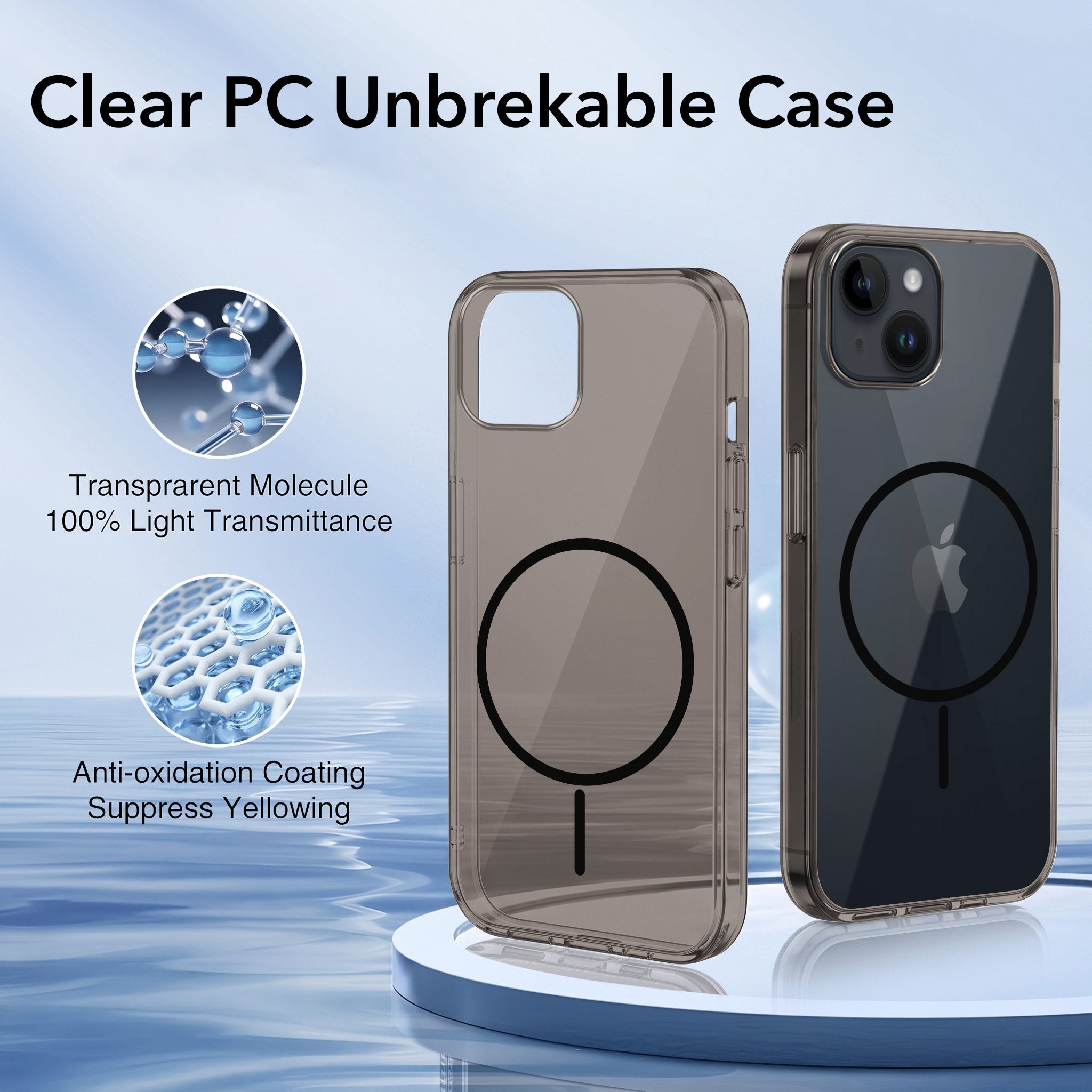 For Apple iPhone 14 Plus Back Case Cover Crystal Anti Yellow (Unbreakable PC | MagSafe Wireless Charging Support |Camera Protection Bump)
