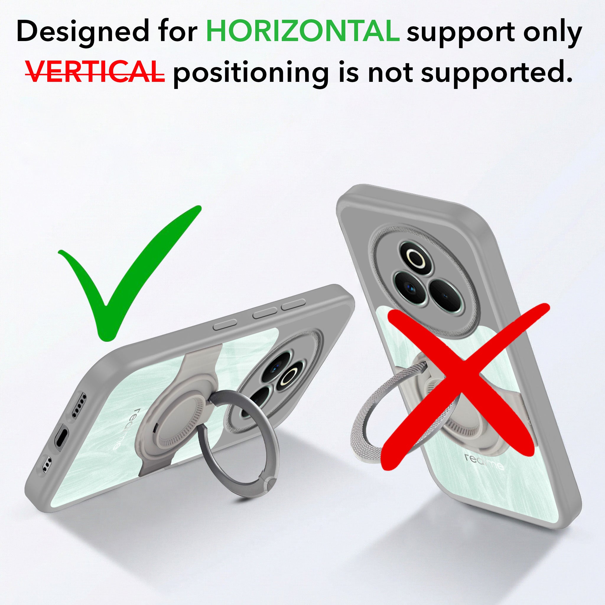 For Realme P3 Pro Back Cover Case with stand (Built-in Ring Holder Kickstand | Lifetime Anti Yellow | Camera Protection)