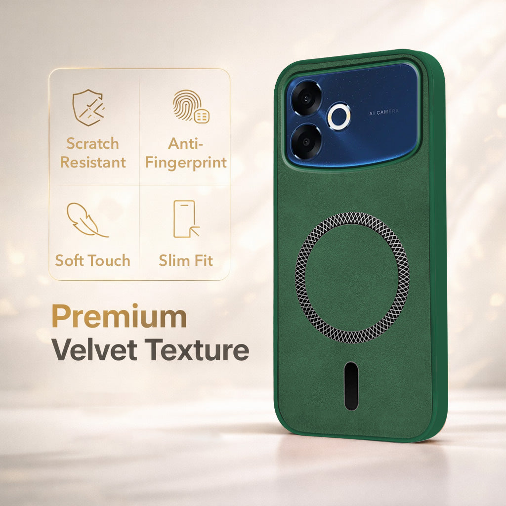 For Oppo F33 Pro 5G Back Cover Case Leather Finish (MagSafe Compatible Wireless Charging | Soft Touch | Camera Bump Protection)
