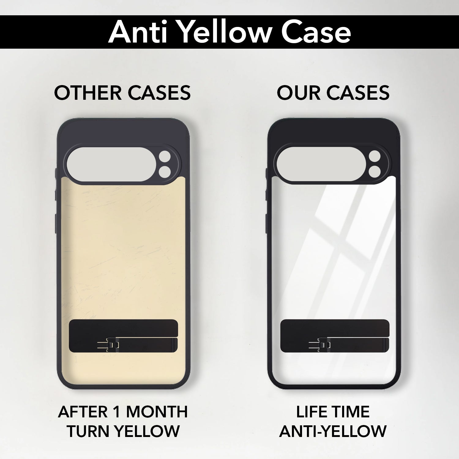 For Google Pixel 9 Pro Back Cover Case (Built-in Stand | Lifetime Anti Yellow | Kickstand Shockproof | Camera Protection | MagSafe Compatible)