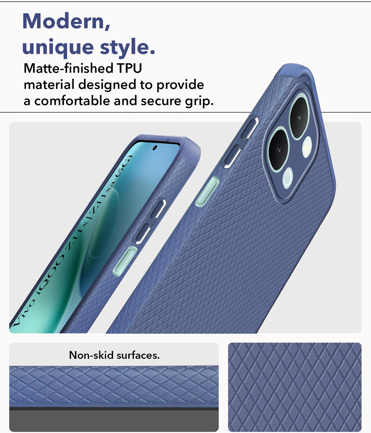 For iQOO Z11x | iQOO Z11xa Back Cover Case Liquid Silicone (Camera Protection | Side Grip Texture | Soft and Flexible)