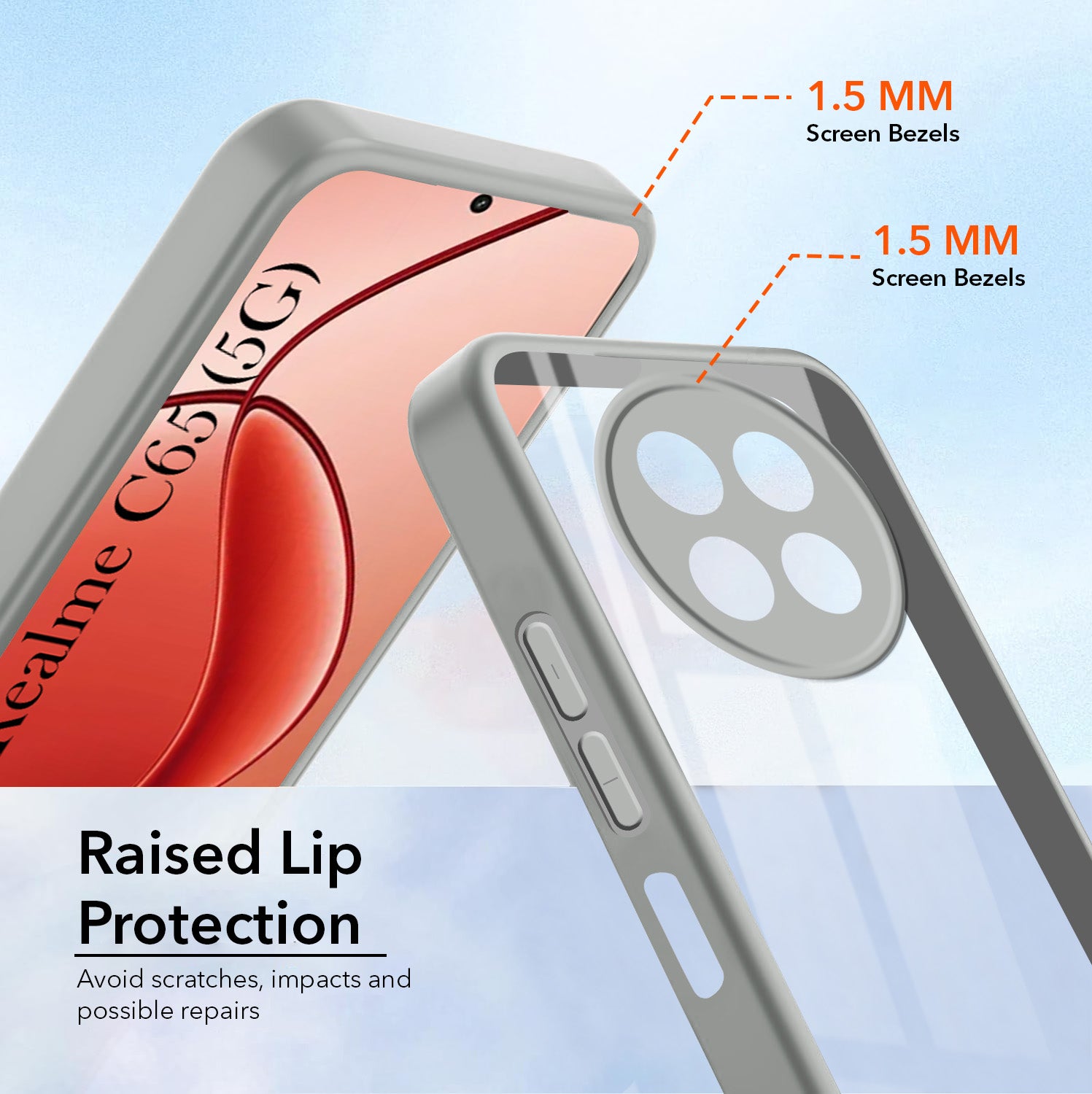 For Realme C65 5G Back Cover Case Ultra-Hybrid  (Lifetime Anti Yellow | Anti Scratch | Crystal Clear Shockproof)