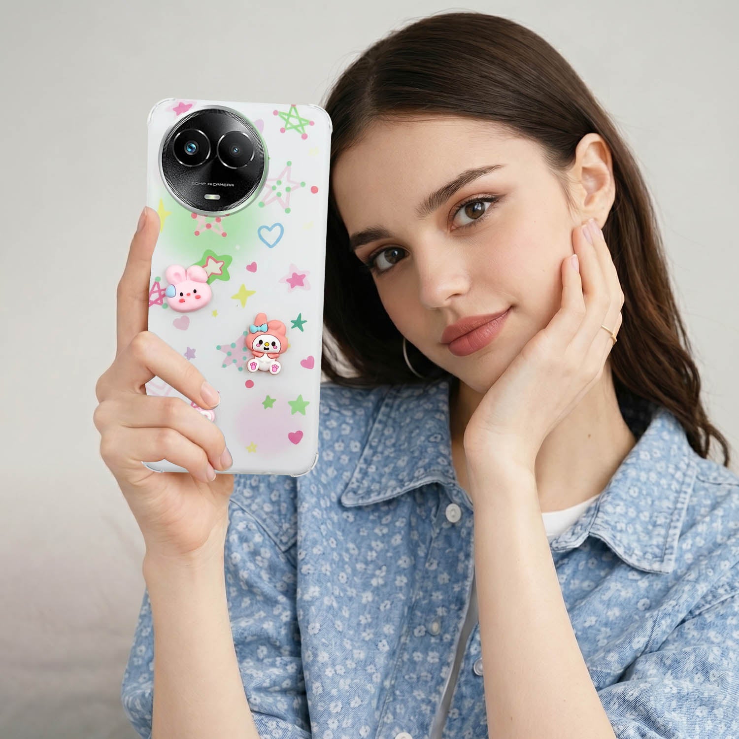 For Realme Narzo 60x Back Cover Case (3D Cute Cartoons | Hard Back Side Soft | Matte Premium Finish | HD Printing)