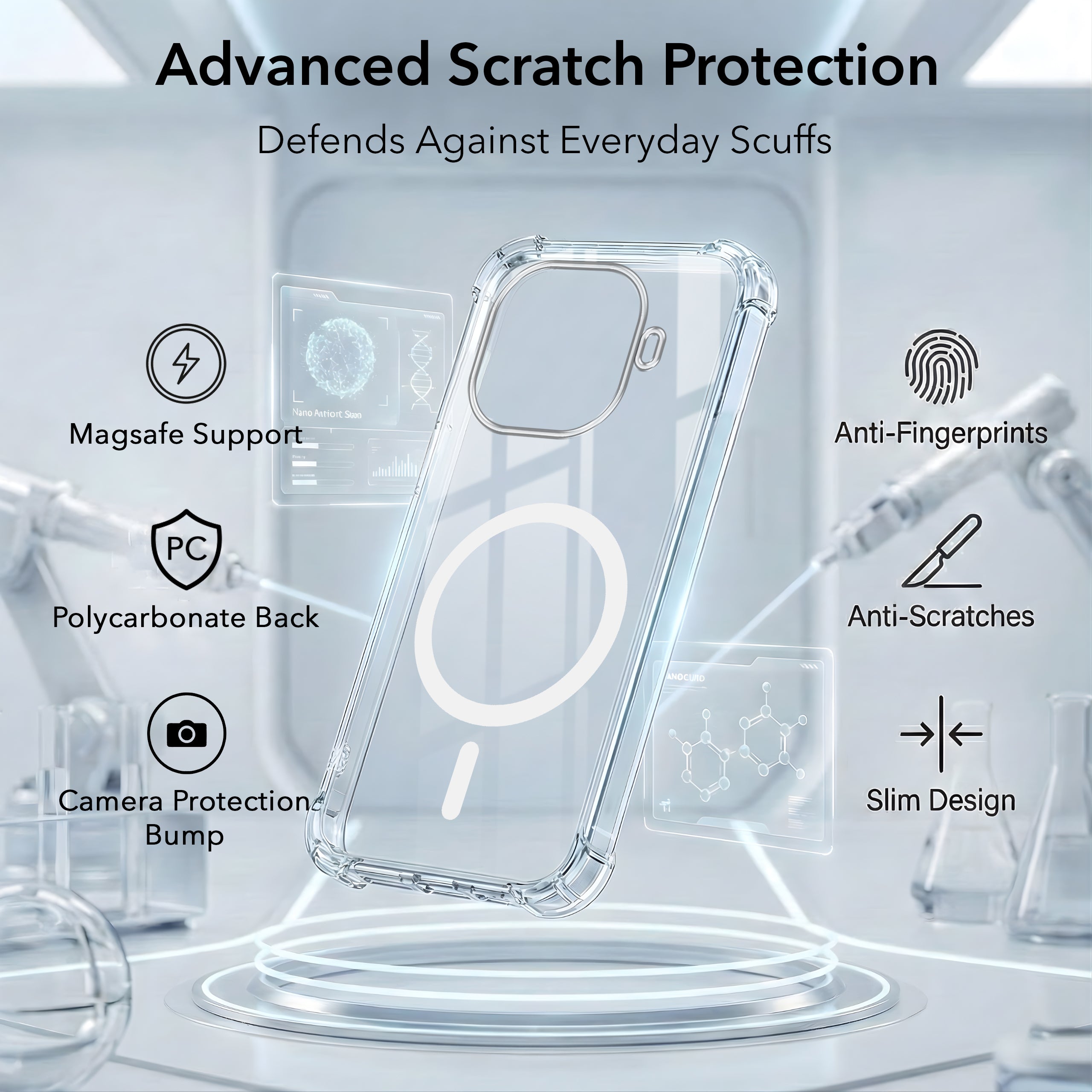 For Vivo iQOO 15R 5G Back Cover Shockproof Crystal-Clear (Magsafe Wireless Support | Drop & Camera Protection | Hard Polycarbonate)