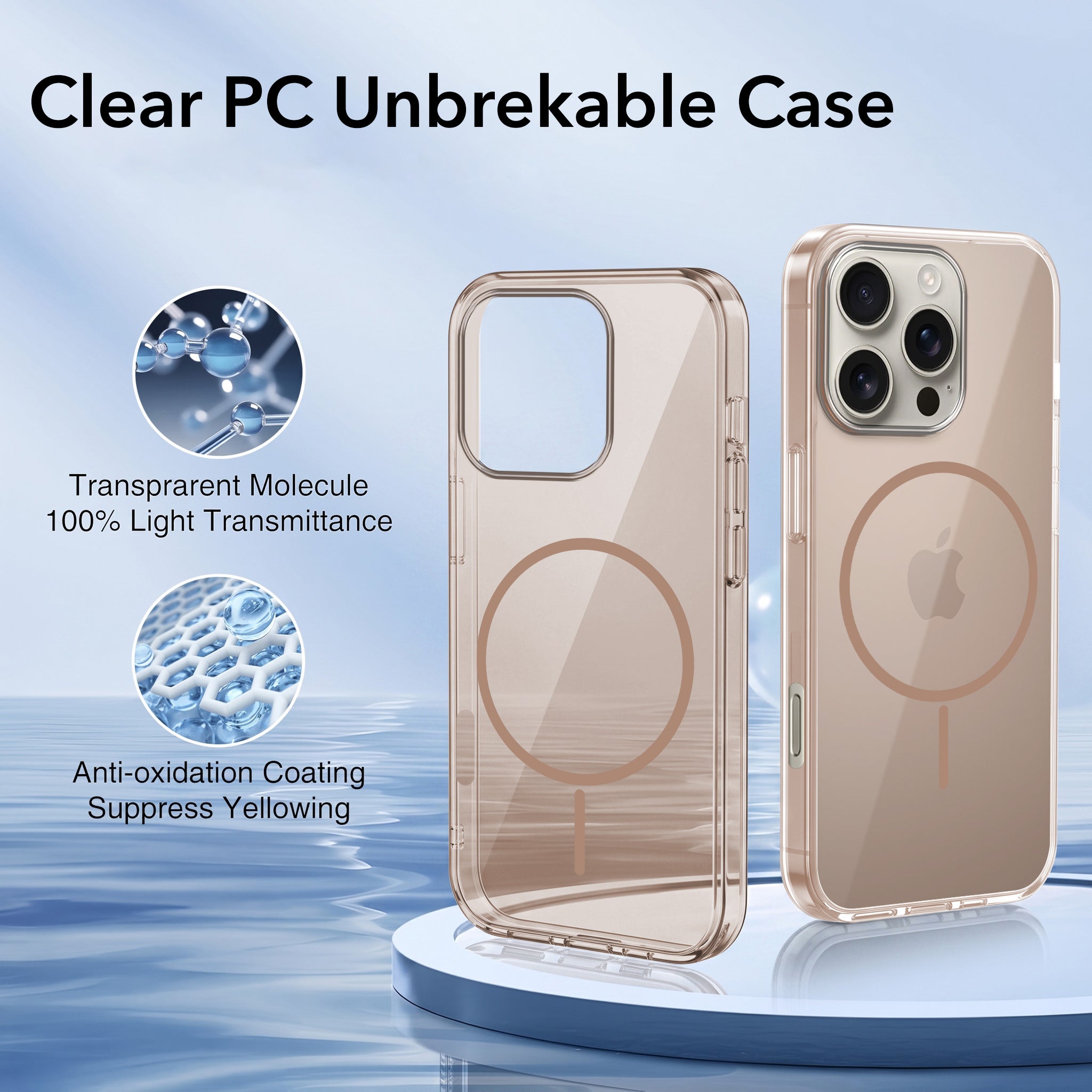 For iPhone 16 Pro Max Back Case Cover Crystal Anti Yellow (Unbreakable PC | MagSafe Wireless Charging Support |Camera Protection Bump)