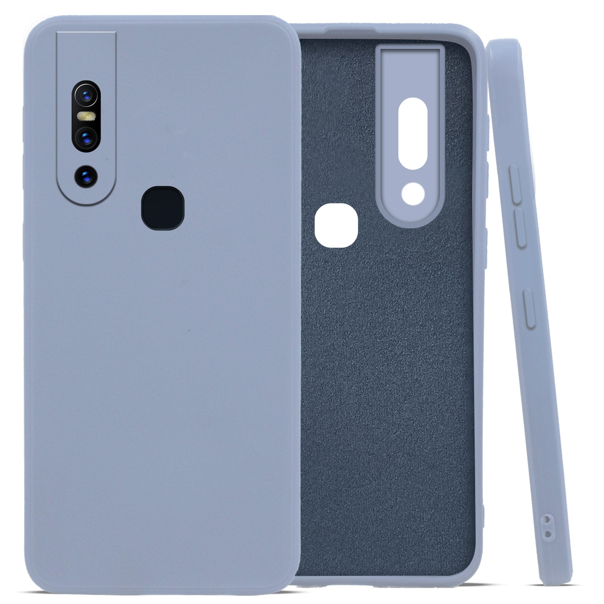 For Vivo V15 Back Cover Case ( Matte Finish Silicone with Inside Fiber cloth)
