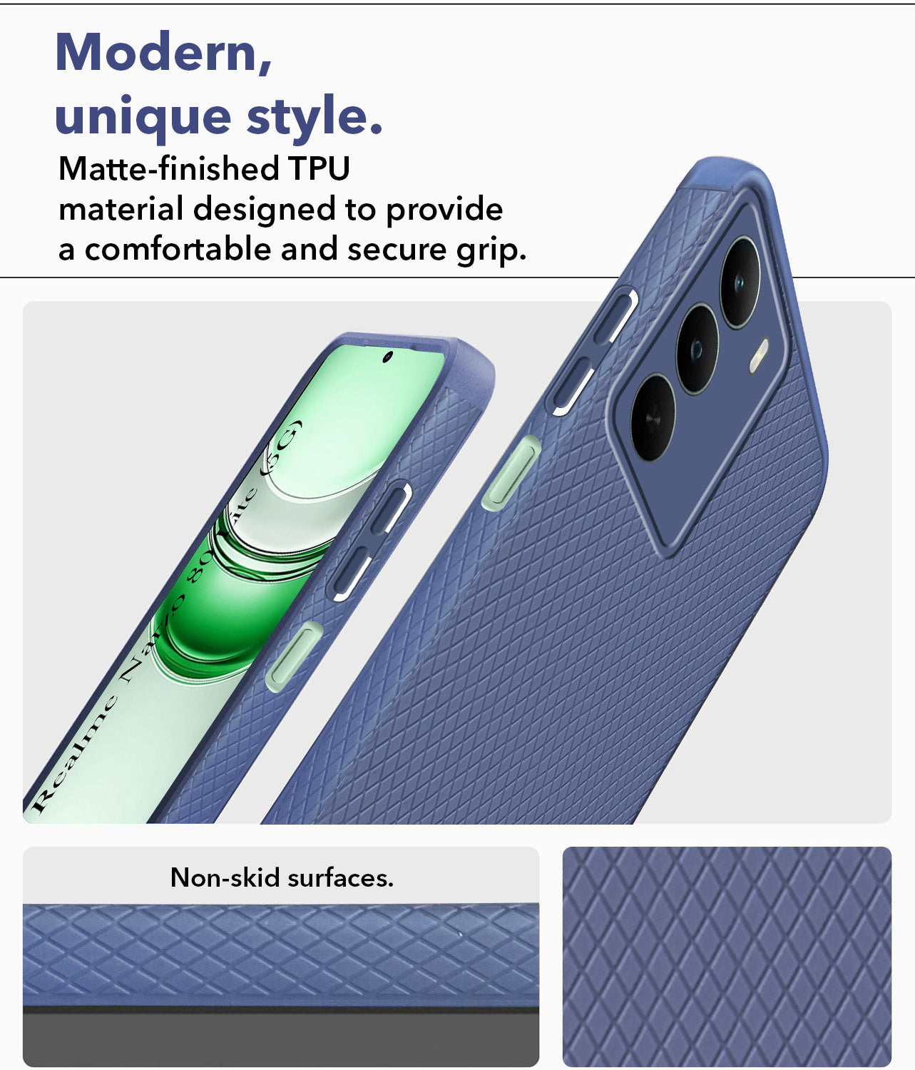 For Realme Narzo 80 Lite 5G Back Cover Case (Liquid Silicone | Side Grip | Camera Protection)