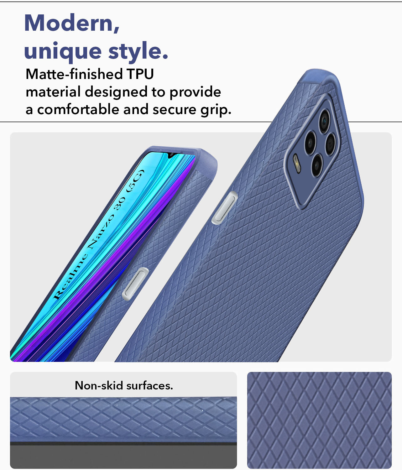 For Realme Narzo 30 5G Back Cover Case (Liquid Silicone | Side Grip | Camera Protection)