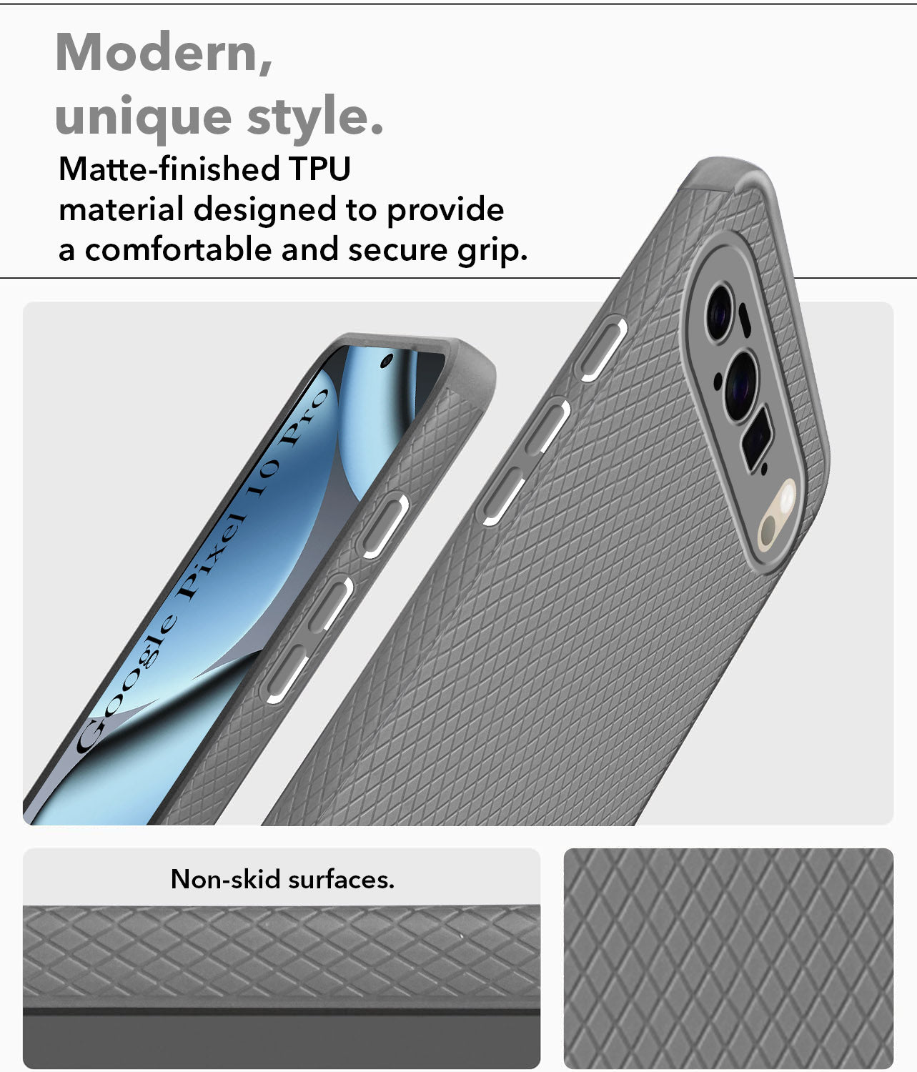 For Google Pixel 10 Pro Back Cover Case (Liquid Silicone | Side Grip | Camera Protection)