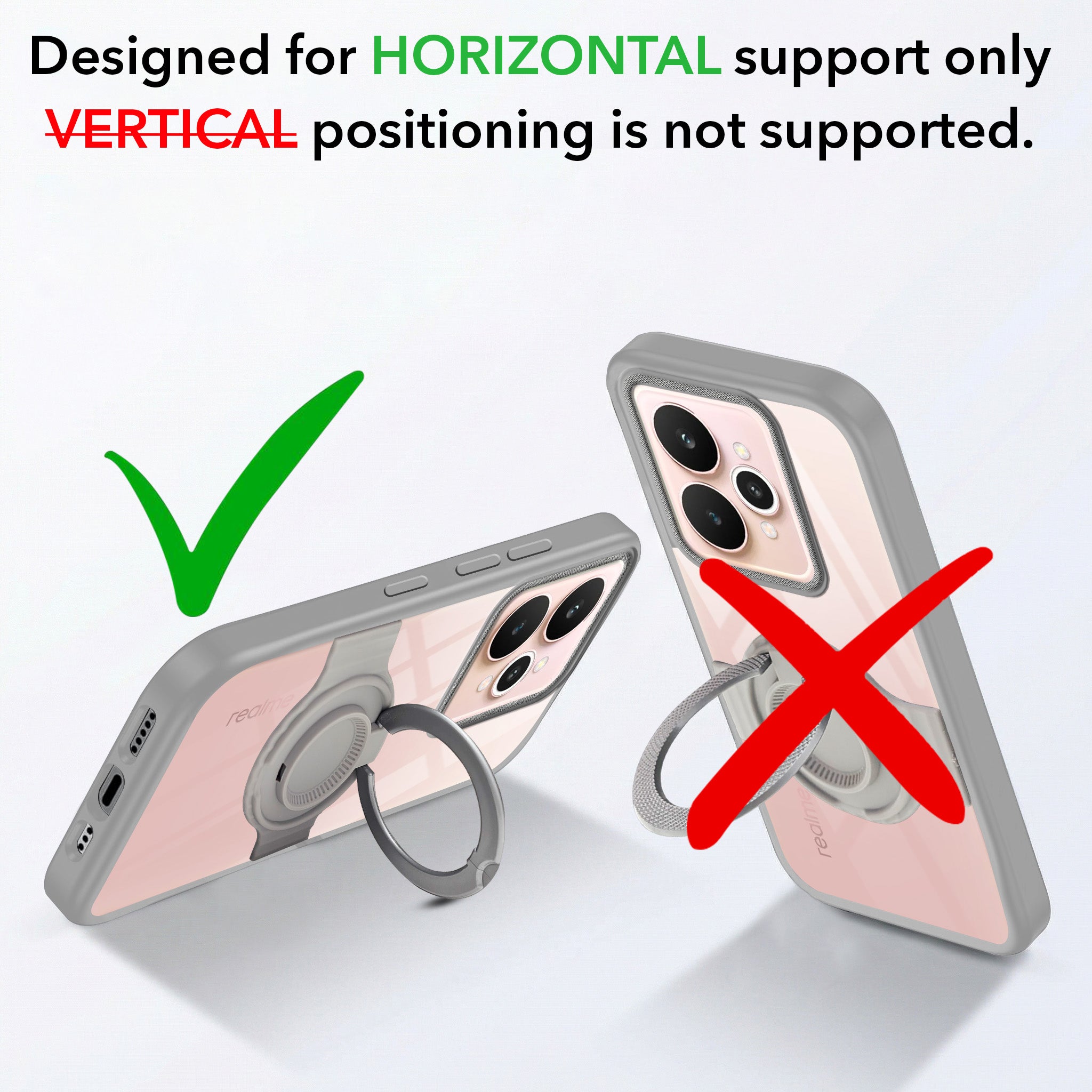 For Realme 15 Back Cover Case with stand (Built-in Ring Holder Kickstand | Lifetime Anti Yellow | Camera Protection)