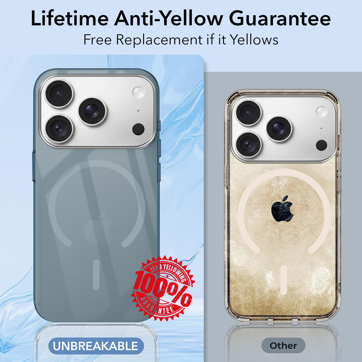 For Apple iPhone 18 Pro Back Cover Case Crystal Anti Yellow (MagSafe Wireless Charging Support |Camera Protection Bump)