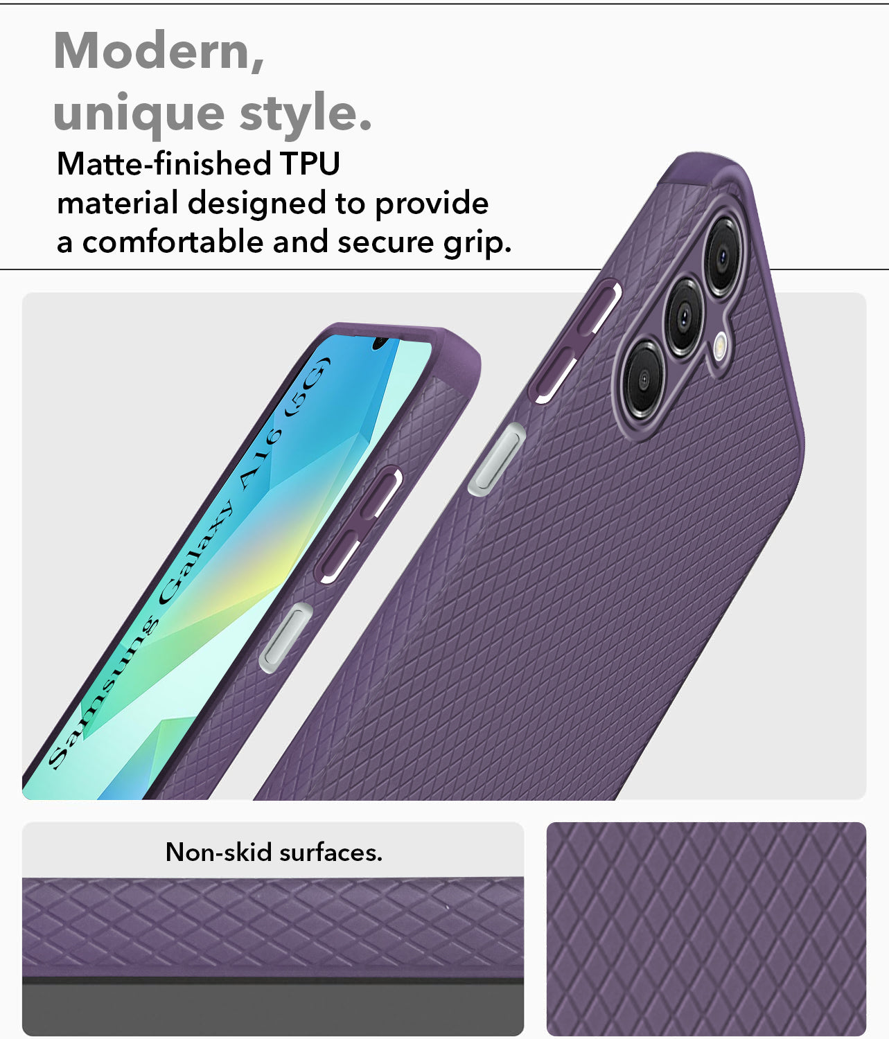 For Samsung Galaxy A16 5G Back Cover Case  (Liquid Silicone | Side Grip | Camera Protection)