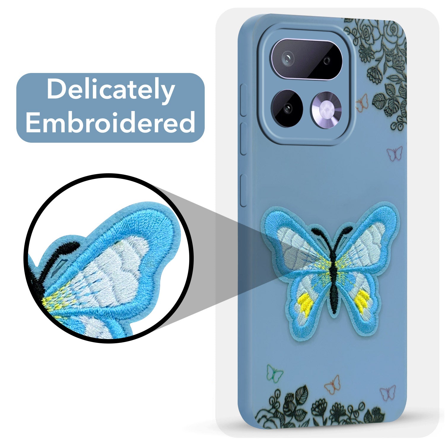 For Realme 16 Pro Back Cover Case (Soft Butterfly Embroidery | Women Teen Girls | Camera Protection| Matte Silicone)