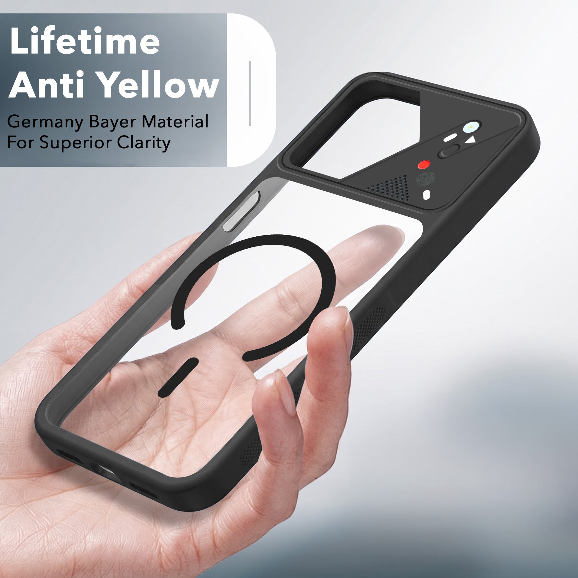 For Vivo Y33T | Vivo Y21T | Vivo Y21s Back Cover Case Lifetime Anti-Yellow Clear (Camera Protection | Side Grip | Wireless MagSafe Compatible)