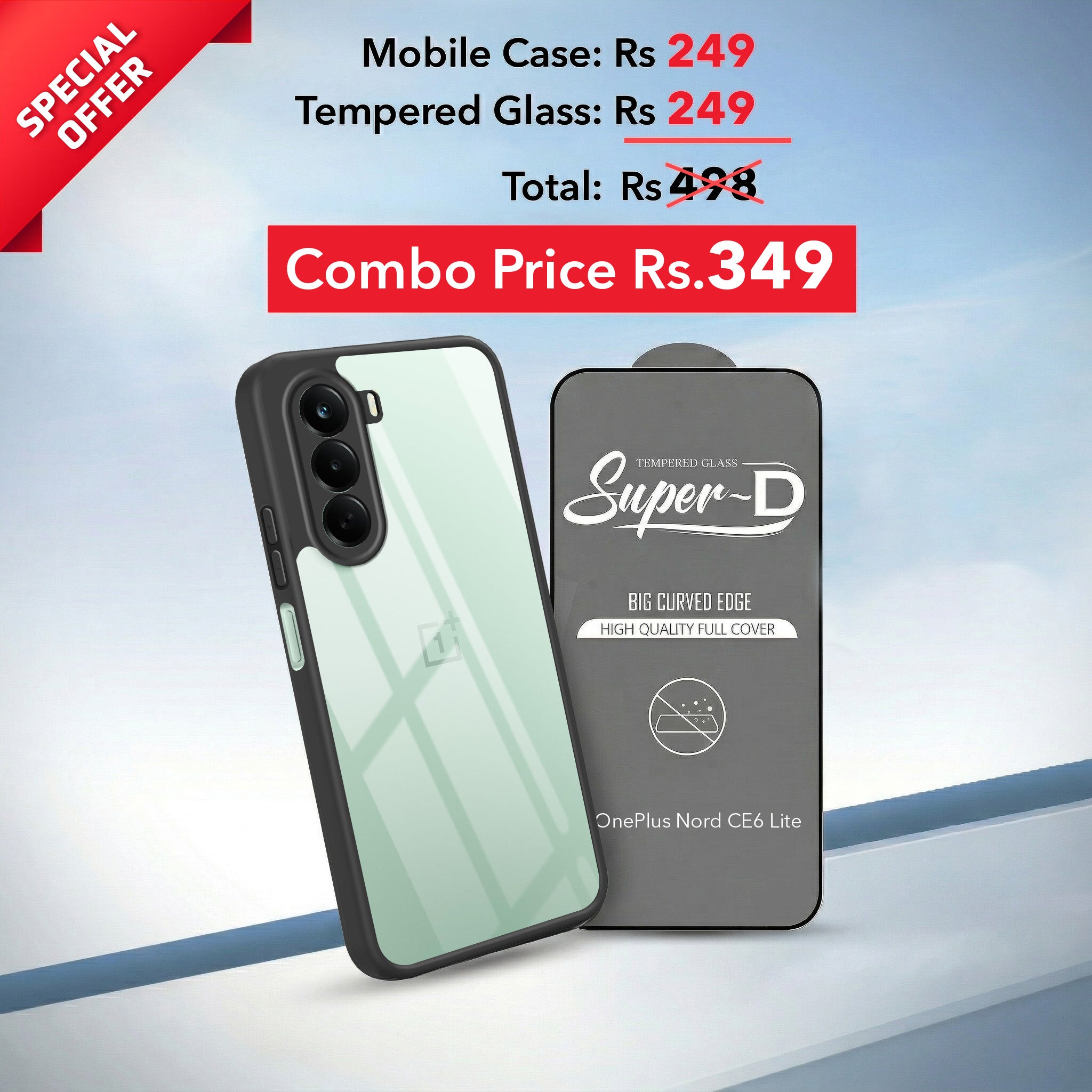 Fore OnePlus Nord CE 6 Lite Combo (Textured Grip Design | Micro-Fiber Cloth Inside | Oleophobic Coating Screen Glass)