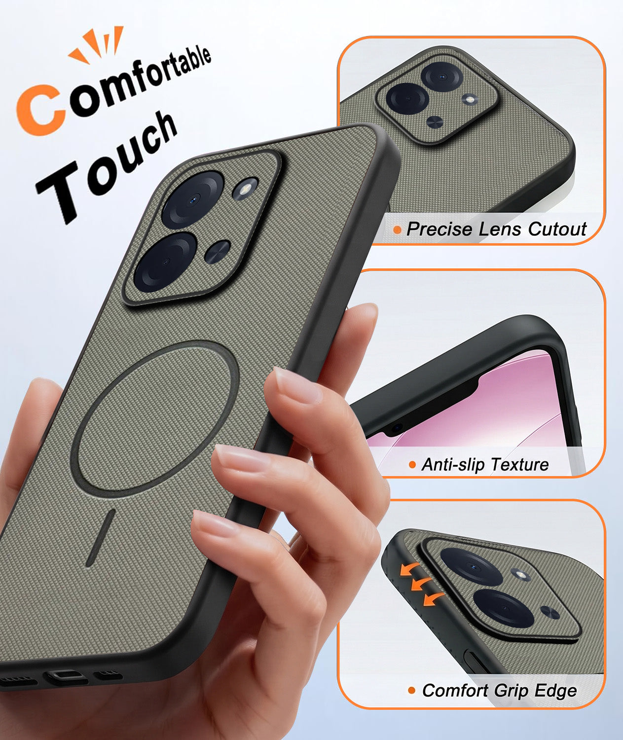 For Poco C85 5G Back Cover Case PU Leather (Texture Grip Design | Professional Minimalist | Camera Protection | Soft and Flexible)