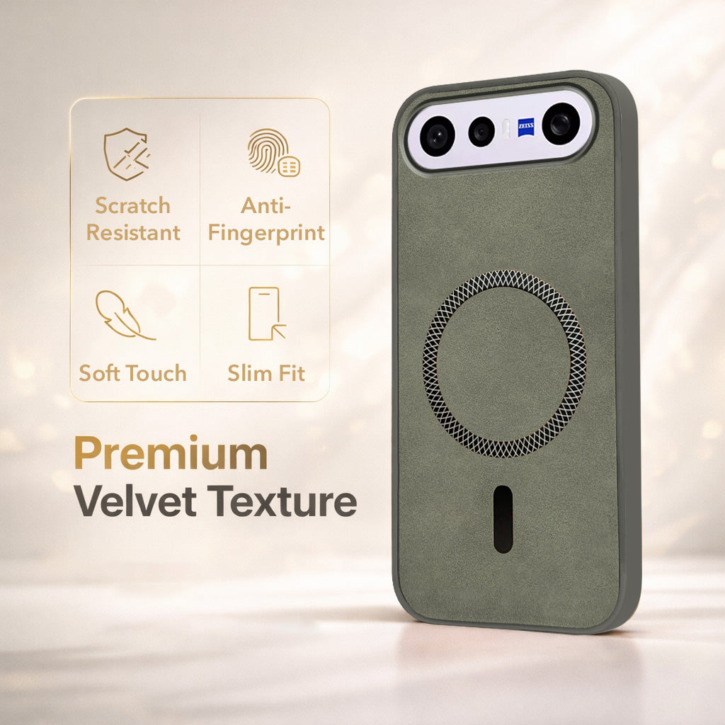 For Vivo X300 FE Back Cover Case Leather Finish (MagSafe Compatible Wireless Charging | Soft Touch | Camera Bump Protection)