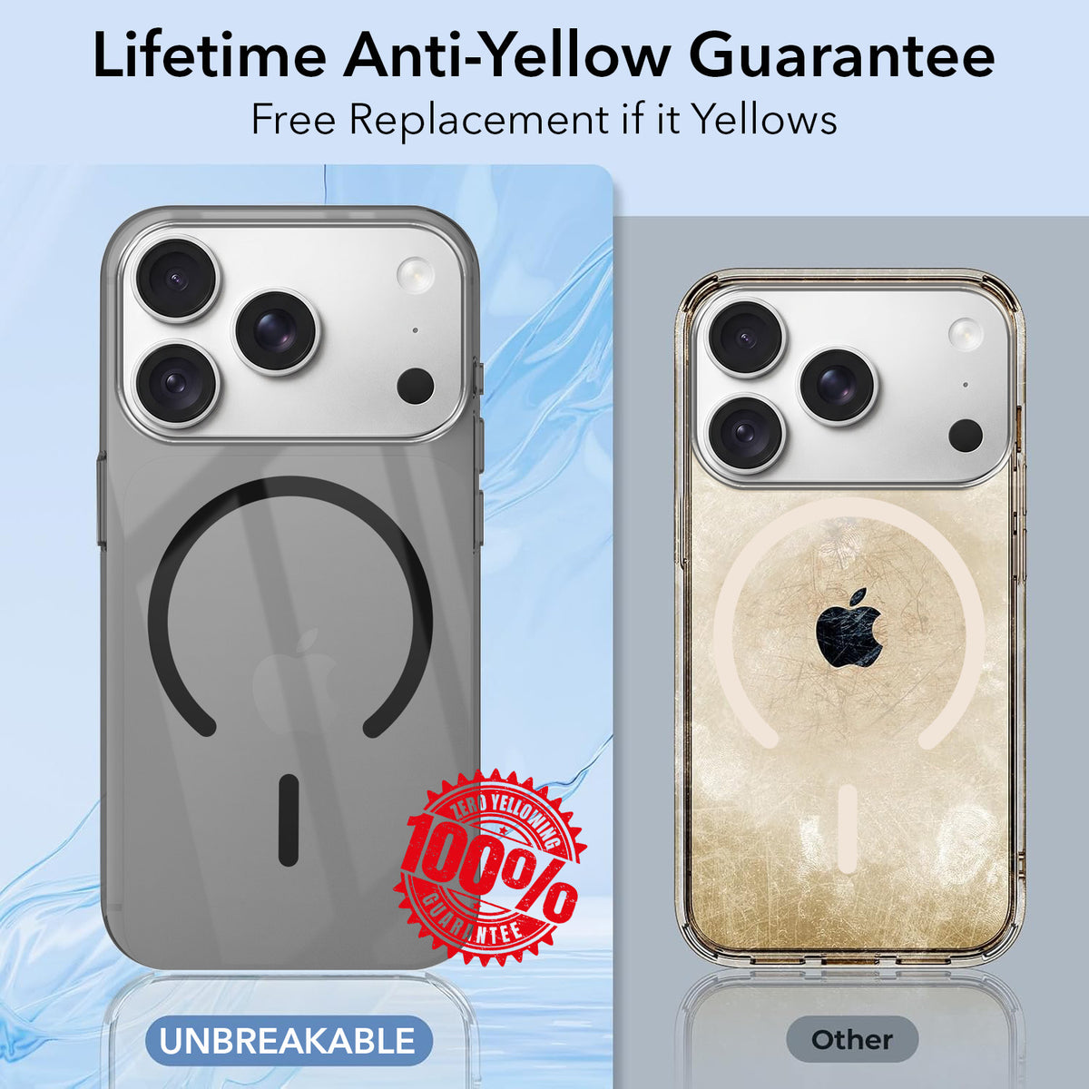 For Apple iPhone 18 Pro Back Cover Case Crystal Anti Yellow (MagSafe Wireless Charging Support |Camera Protection Bump)