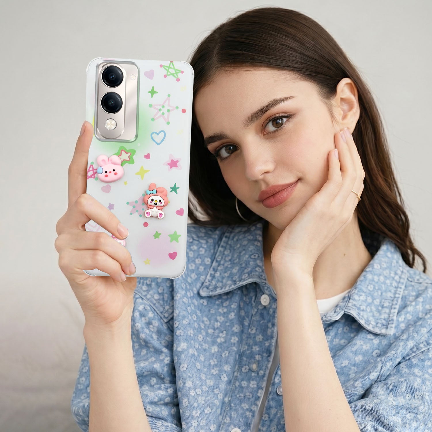For Vivo Y19 | Vivo Y19e | Vivo T4 Lite Back Cover Case (3D Cute Cartoons | Hard Back Side Soft | Matte Premium Finish | HD Printing)