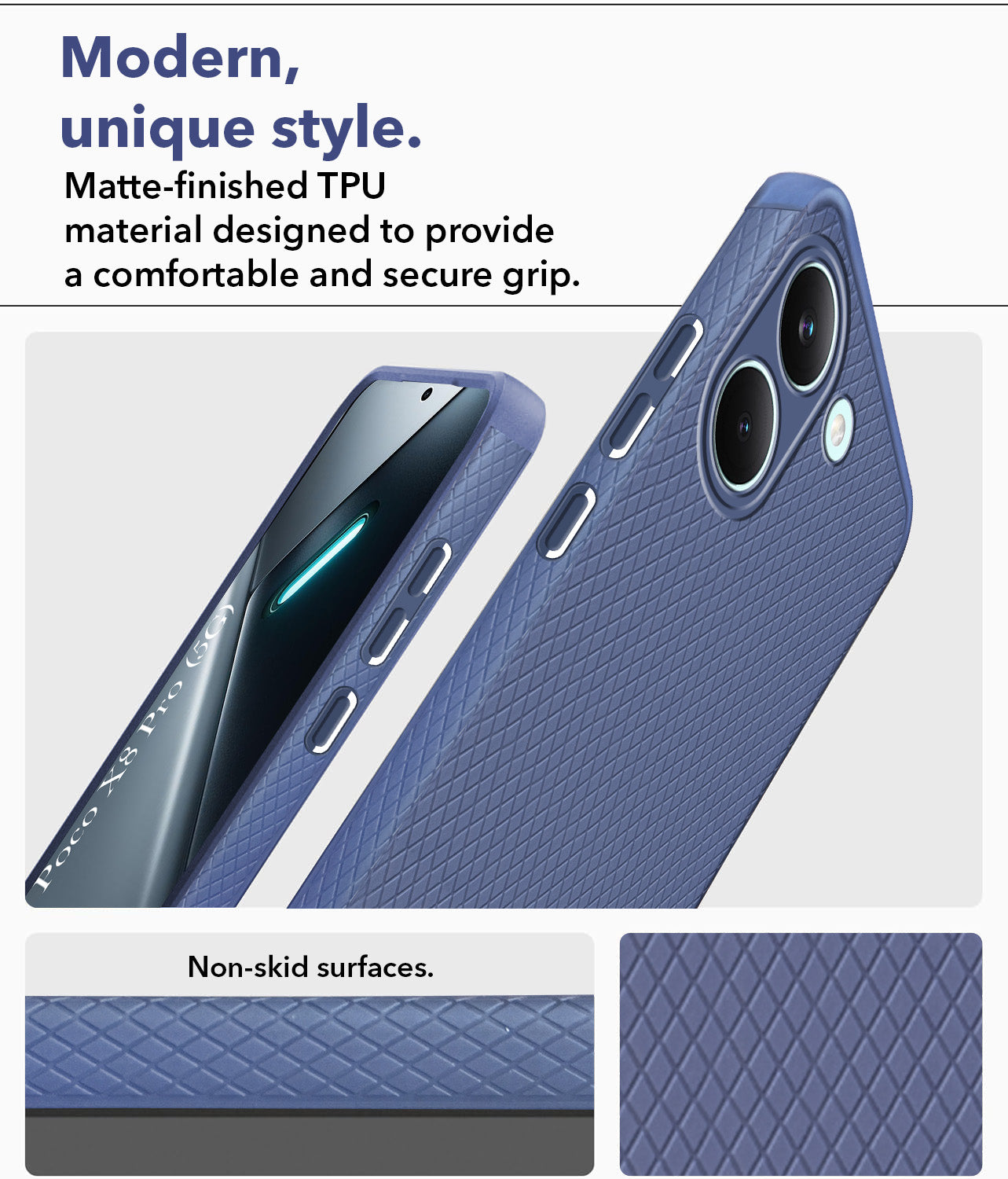For Poco X8 Pro Back Cover Case Liquid Silicone (Camera Protection | Side Grip Texture | Soft and Flexible)