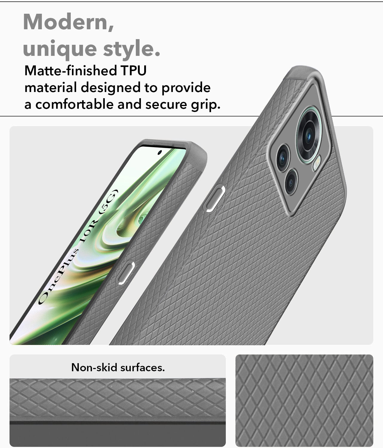 For OnePlus 10R Back Cover Case (Liquid Silicone | Side Grip | Camera Protection)