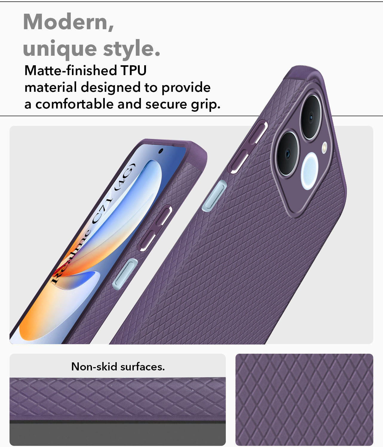 For Realme C71 Back Cover Case Liquid Silicone (Camera Protection | Side Grip Texture | Soft and Flexible)