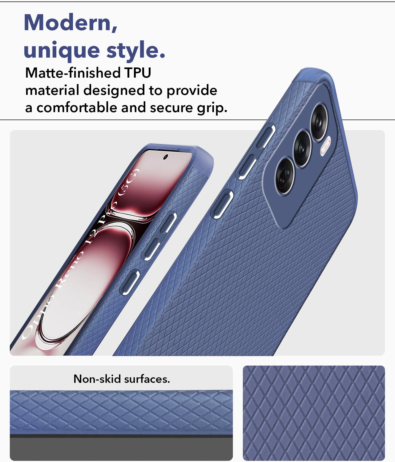 For Oppo Reno12 Pro 5G | Oppo Reno 12 Pro 5G Back Cover Case (Liquid Silicone | Side Grip | Camera Protection)